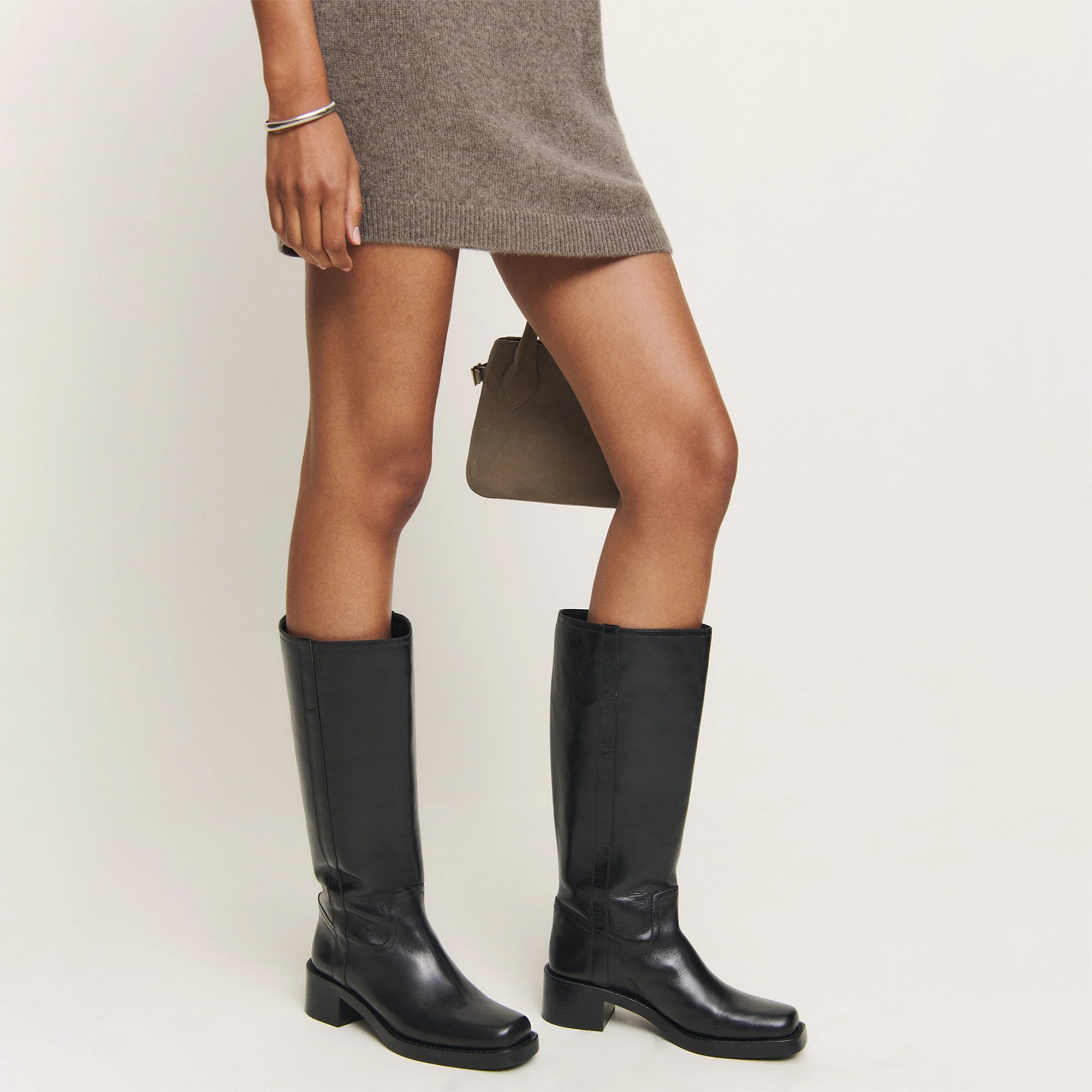 Knee High Boots for Women Square Toe Boots Casual Comfortable Chunky Block Heel Tall Boots Riding Boots