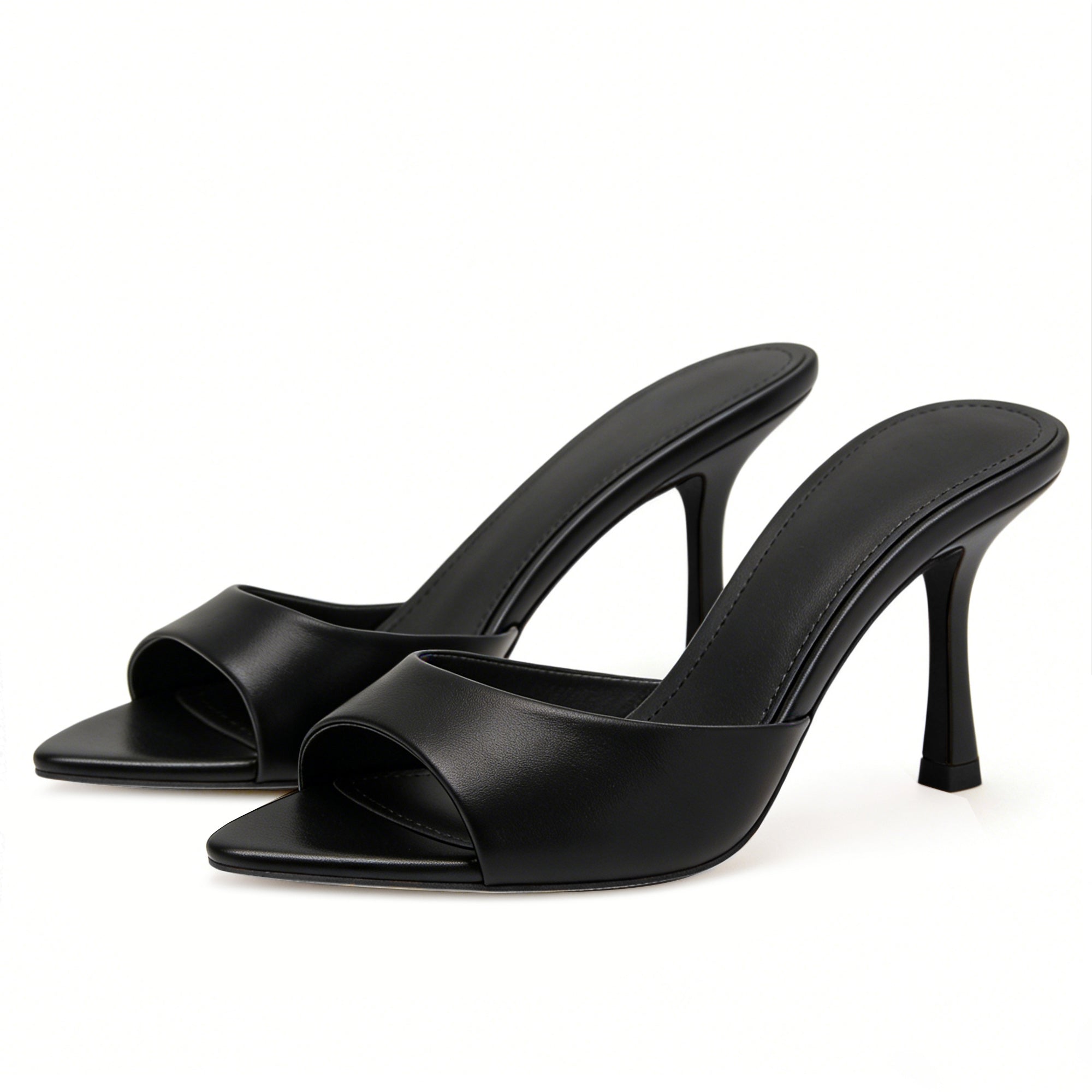 Elegant Off-White Minimalist Open Toe Stiletto Mules