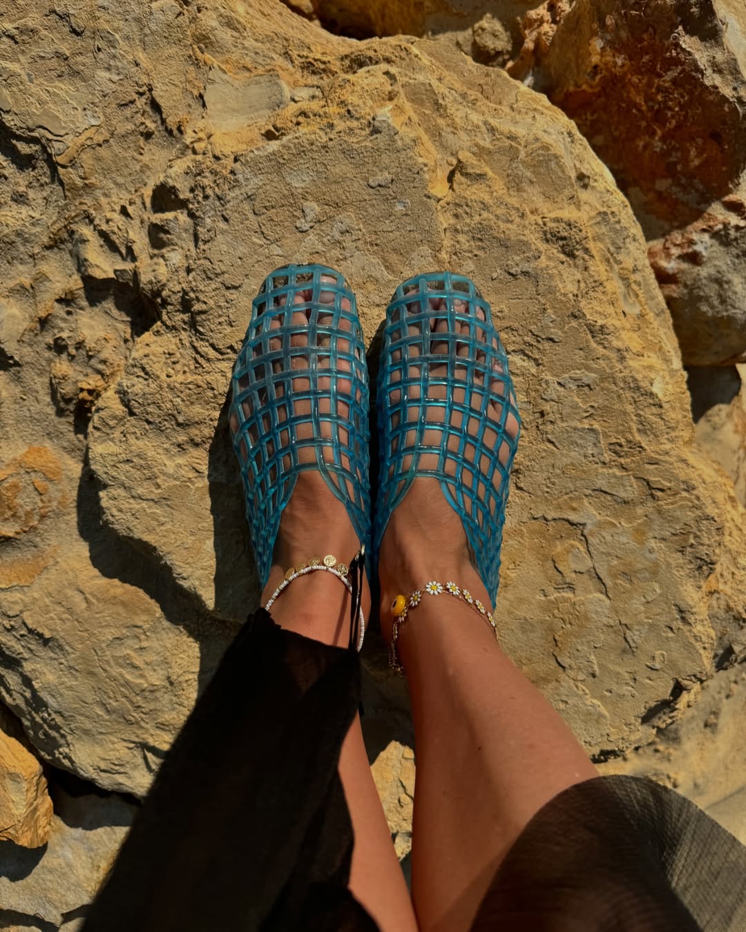 Jelly Mesh Ballet Flats Clear Hollow Beach Sandals