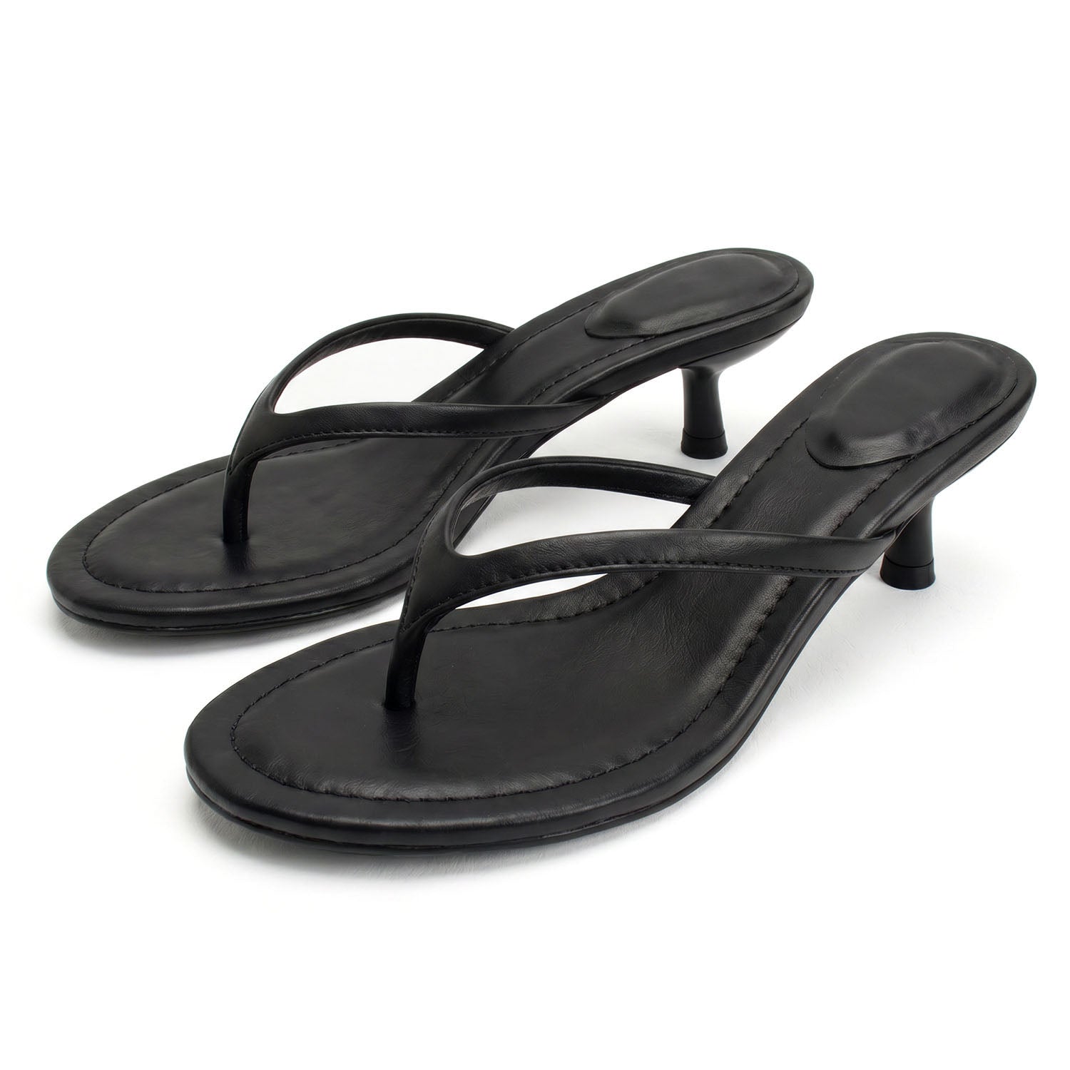 Suede Flip Flops Thong Heeled Sandals