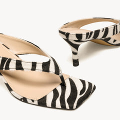 Zebra Kitten Heeled Sandals Thong Slide Shoes