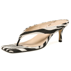 Zebra Kitten Heeled Sandals Thong Slide Shoes