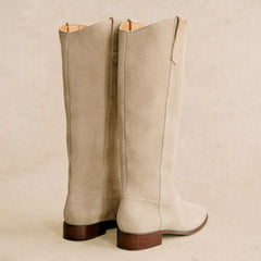 Suede Knee High Boots for Women Wide Calf Square Toe Tall Boots Low Heel Dressy Fall Long Boots