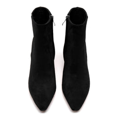 Suede Ankle Boots Pointed Toe Chunky High Heeled Booties