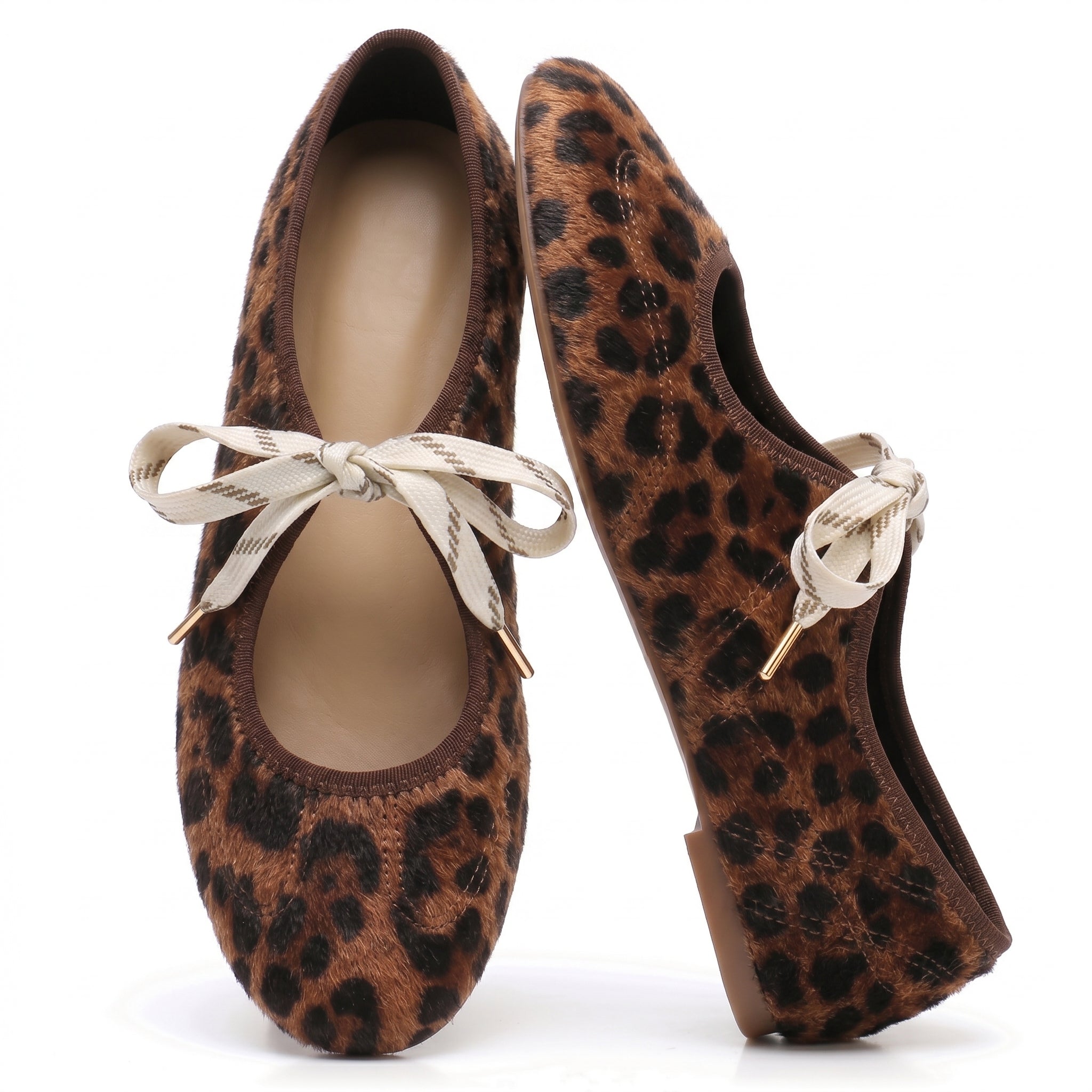 Lace up Ballet Flats Round Toe Suede Flat