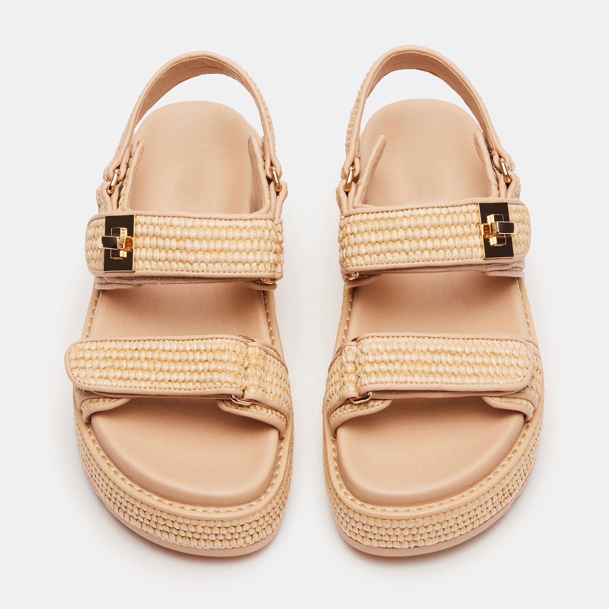 Womens Raffia Platform Sandals Buckle Strap Open Toe Espadrille Sandals