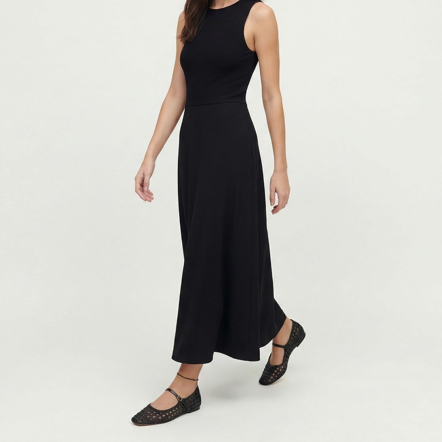 Woven Mesh Ballet Flats with Buckle Strap