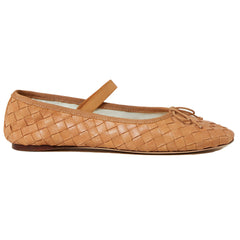 Mary Jane Ballet Flats for Women Woven Flats Elastic Strap Almond Toe Bow Ballerina Shoes