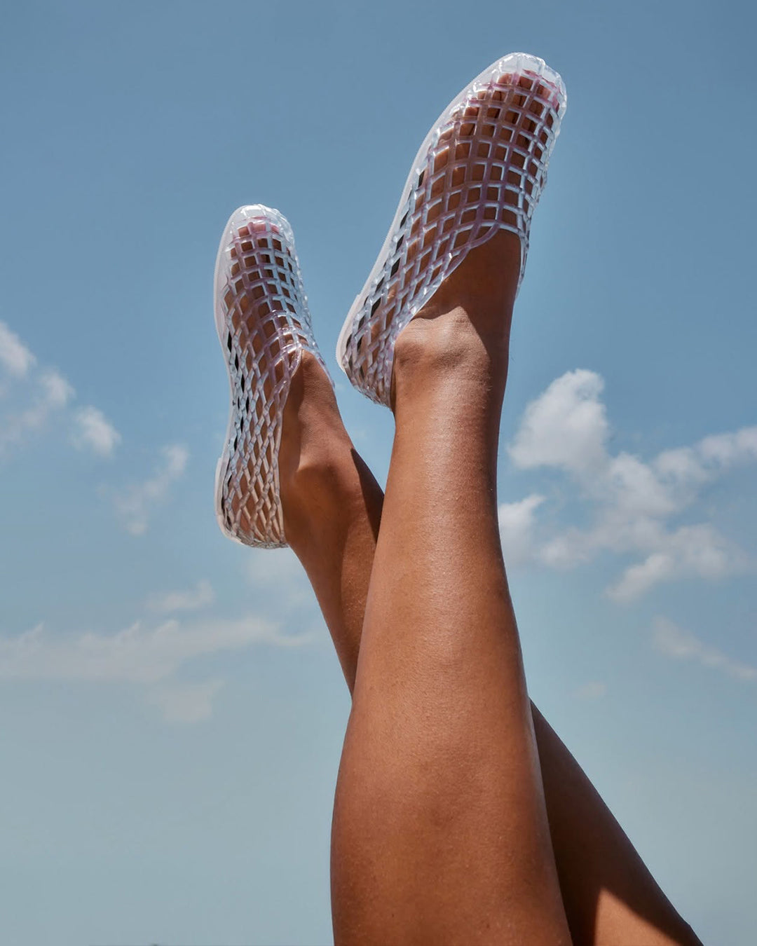 Jelly Mesh Ballet Flats Clear Hollow Beach Sandals